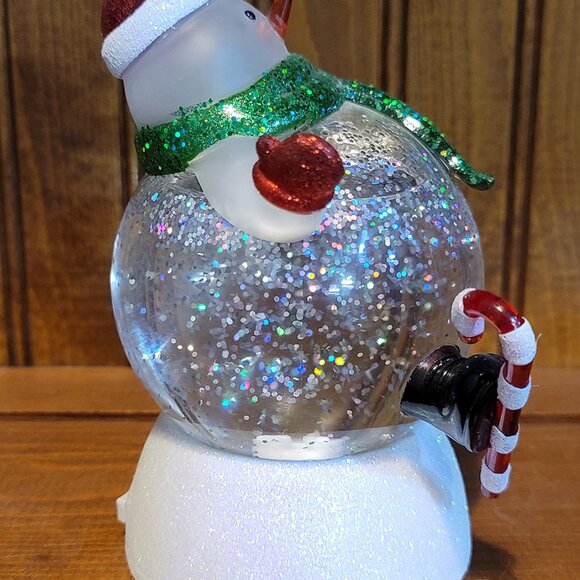 Color Changing Light Up Skiing Snowman Snow Globe - Picture 4 of 4